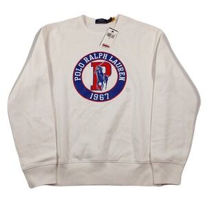 Polo Ralph Lauren Sweatshirt Mens Small White P Wing Logo 1967 Fleece $148